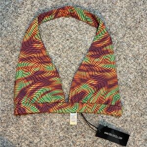 Dolls Kill CLUB EXX Colorful Geometric Bikini Top Bralette Size Medium NWT